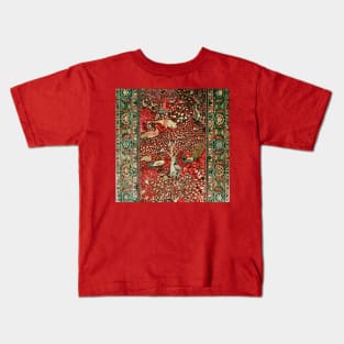 Antique Persian Rug Bird Tree Flowers ca. 1600 Print Kids T-Shirt